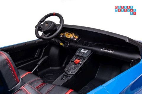 [13430] Lamborghini XXL A8803 na akumulator 200W 24V/14Ah ekoskóra koła pompowane MP3 - niebieski