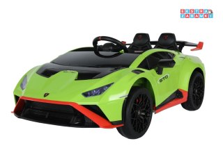 Zielone Lamborghini STO DRIFT na akumulator - 2x45W, 24V/4.5Ah, z Pilotem, EVA, LED - [15525]