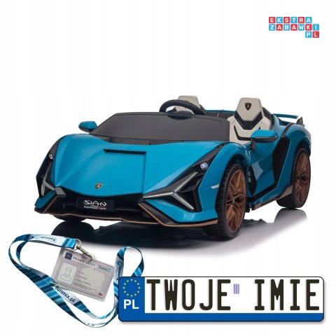 [QLS-6988] Lamborghini Sian na akumulator 4x100W 24V/9Ah ekoskóra EVA MP3 USB Bluetooth pasy - niebieski