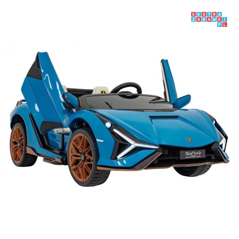 [QLS-6988] Lamborghini Sian na akumulator 4x100W 24V/9Ah ekoskóra EVA MP3 USB Bluetooth pasy - niebieski