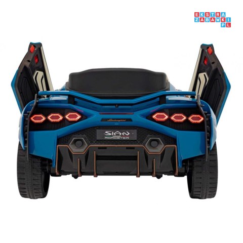 [QLS-6988] Lamborghini Sian na akumulator 4x100W 24V/9Ah ekoskóra EVA MP3 USB Bluetooth pasy - niebieski