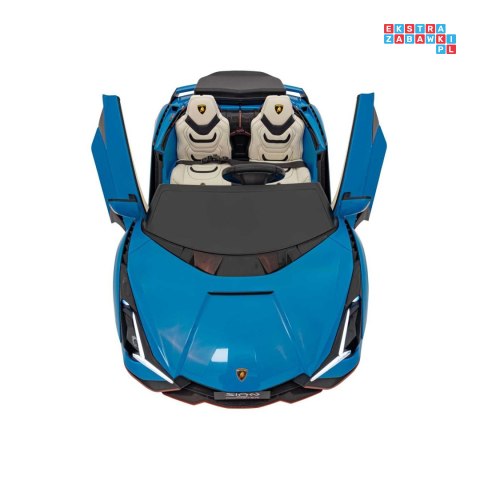 [QLS-6988] Lamborghini Sian na akumulator 4x100W 24V/9Ah ekoskóra EVA MP3 USB Bluetooth pasy - niebieski