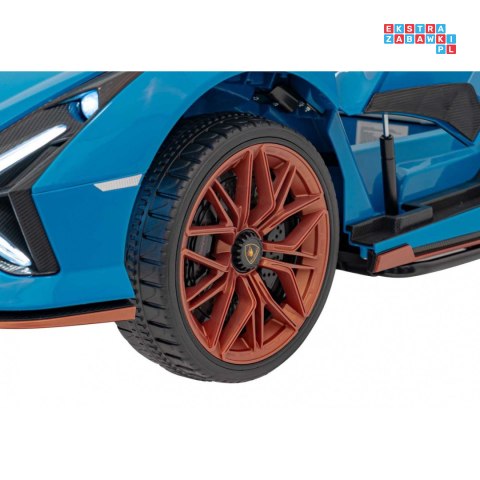 [QLS-6988] Lamborghini Sian na akumulator 4x100W 24V/9Ah ekoskóra EVA MP3 USB Bluetooth pasy - niebieski