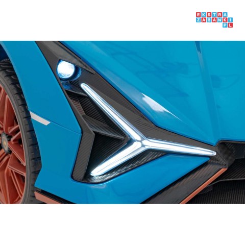 [QLS-6988] Lamborghini Sian na akumulator 4x100W 24V/9Ah ekoskóra EVA MP3 USB Bluetooth pasy - niebieski