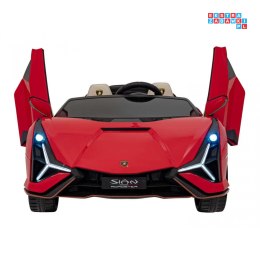 [QLS-6988] Lamborghini Sian na akumulator 4x100W 24V/9Ah ekoskóra EVA MP3 USB Bluetooth pasy - czerwony