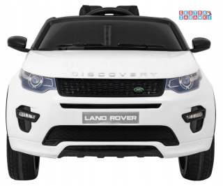 Biały Land Rover Discovery na akumulator - 2x35W, 12V/7Ah, pilot, regulacja siedzenia, EVA, MP3, LED - [HL2388]