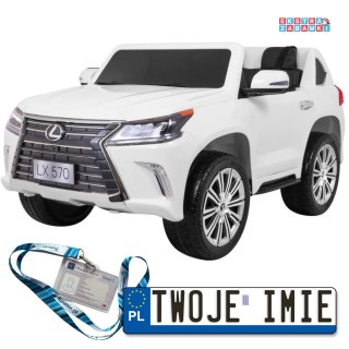 Białe Lexus LX570 na akumulator - Pilot, Koła EVA, Radio MP3, LED