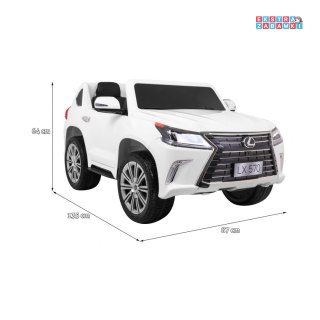 Białe Lexus LX570 na akumulator - Pilot, Koła EVA, Radio MP3, LED