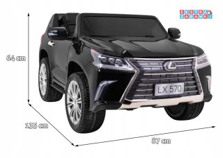 Czarny Lexus LX570 na akumulator - Pilot, Koła EVA, Radio MP3, LED