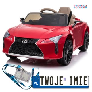 Czerwone Lexus LC500 na akumulator - Pilot, Wolny Start, ekoskóra, EVA, Audio, LED