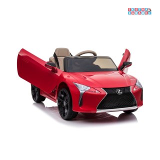Czerwone Lexus LC500 na akumulator - Pilot, Wolny Start, ekoskóra, EVA, Audio, LED