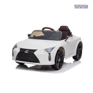 Białe Lexus LC500 na akumulator - Pilot, Wolny Start, ekoskóra, EVA, Audio, LED