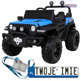 Niebieski Master Of Terrain na akumulator - 4x35W, 12V/10Ah, ekoskóra, EVA, MP3 - [HC-8988]
