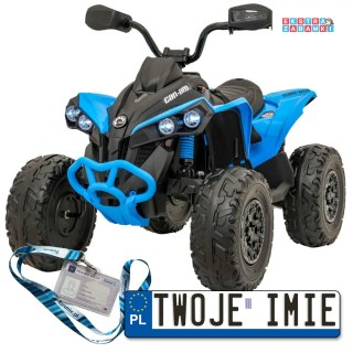 Niebieski Quad Maverick ATV na akumulator - 2x200W, 24V/5Ah, EVA, ekoskóra, LED, pokrowiec [DK-CA002]