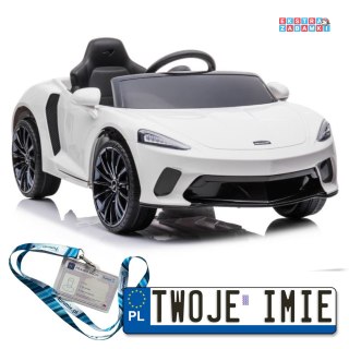 Białe McLaren GT na akumulator - 2x45W, 12V/10Ah, drzwi motylkowe, ekoskóra, EVA - [9334]