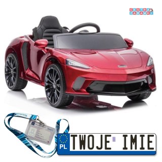 Czerwony McLaren GT na akumulator - 12V, lakierowany, 2x45W, ekoskóra