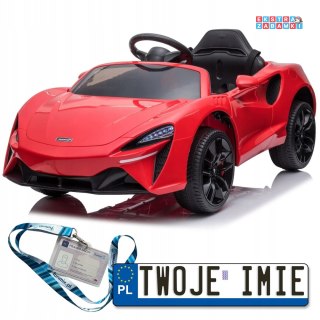 Czerwony Mclaren Artura na akumulator - 4x35W, 12V/10Ah, pilot, wolny start, EVA, audio, LED - [JL211]