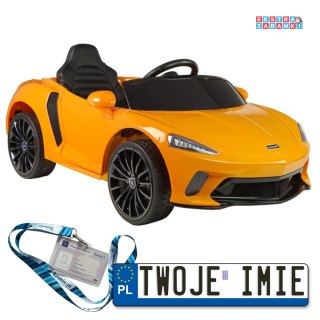 Pomarańczowe McLaren GT na akumulator - 2x45W, 12V/10Ah, drzwi motylkowe, ekoskóra, EVA - [9337]