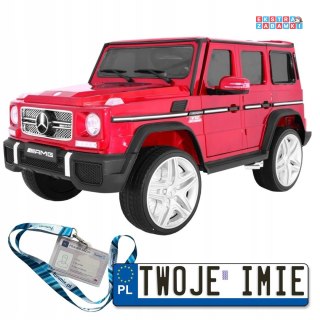 Czerwony Mercedes AMG G65 na akumulator - 2x45W, 12V/10Ah, Bagażnik, Światła, Dźwięki - [G65.EXL]