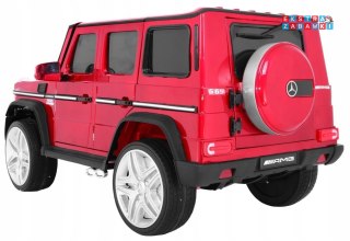 Czerwony Mercedes AMG G65 na akumulator - 2x45W, 12V/10Ah, Bagażnik, Światła, Dźwięki - [G65.EXL]