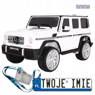 Białe Mercedes AMG G65 na akumulator - 2x45W, 12V/10Ah, Bagażnik, Światła, Dźwięki - [G65.EXL]