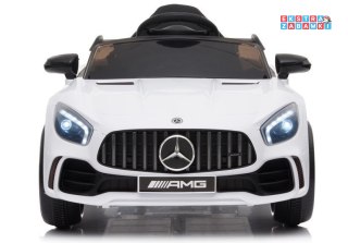 Białe Mercedes AMG GT R na akumulator - 2x45W, Ekoskóra, EVA, LED