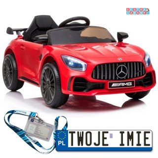 Czerwony Mercedes AMG GT R na akumulator - 2x45W, 12V/4.5Ah, Ekoskóra, EVA, LED - [6478]