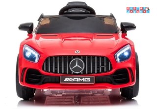 Czerwony Mercedes AMG GT R na akumulator - 2x45W, 12V/4.5Ah, Ekoskóra, EVA, LED - [6478]