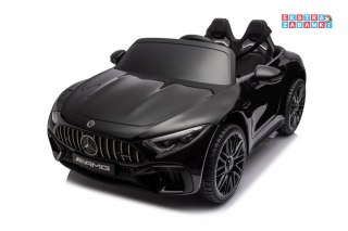 Czarny Mercedes AMG SL63 na akumulator - 2x200W, 24V/7Ah, lakierowane, Ekoskóra, EVA, LED, USB, MP3 - [16875]