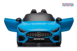 Niebieski Mercedes AMG SL63 na akumulator - 2x200W, 24V/7Ah, lakierowane, Ekoskóra, EVA, LED, USB, MP3 - [16876]