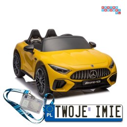 [16878] Mercedes AMG SL63 na akumulator 2x200W 24V/7Ah lakierowane Ekoskóra EVA LED USB MP3 - żółty