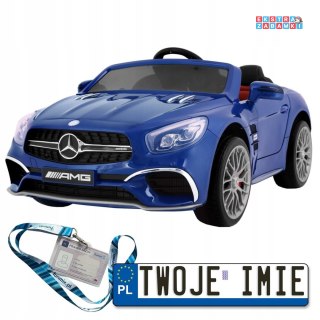 Niebieski Mercedes AMG SL65 na akumulator - Pilot, Bagażnik, Regulacja siedzenia, MP3, LED, Wolny Start