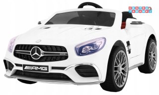 Biały Mercedes AMG SL65 na akumulator - Pilot, Bagażnik, Regulacja siedzenia, MP3, LED, Wolny Start