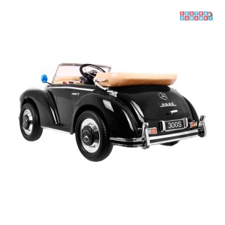 Czarny Mercedes Benz 300S Retro na akumulator - 12V/10Ah, 2x35W, Pilot, EVA, LED, MP3 - [LS-618.EXL]