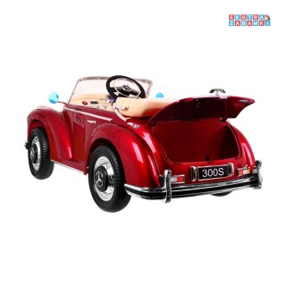 Czerwony Mercedes Benz 300S Retro na akumulator - 12V/10Ah, 2x35W, Pilot, EVA, LED, MP3 - [LS-618.EXL]