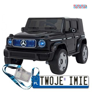 Czarny Mercedes Benz EQG na akumulator - Ekoskóra, EVA, Mp3, Bluetooth, Pasy