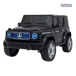 Czarny Mercedes Benz EQG na akumulator - Ekoskóra, EVA, Mp3, Bluetooth, Pasy