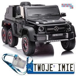 [9814] Mercedes Benz G63 6X6 na akumulator 6x45W 12V/10Ah Ekoskóra Pilot EVA LED MP3 - czarny
