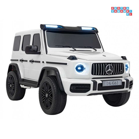 [DK-G63] Mercedes Benz G63 AMG XXL 4x200W 24V/7Ah koła EVA, LED, ekoskóra - biały