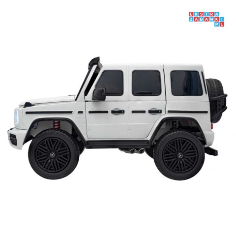 [DK-G63] Mercedes Benz G63 AMG XXL 4x200W 24V/7Ah koła EVA, LED, ekoskóra - biały