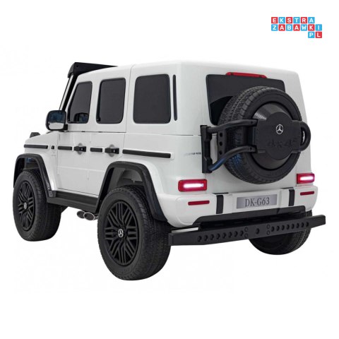 [DK-G63] Mercedes Benz G63 AMG XXL 4x200W 24V/7Ah koła EVA, LED, ekoskóra - biały