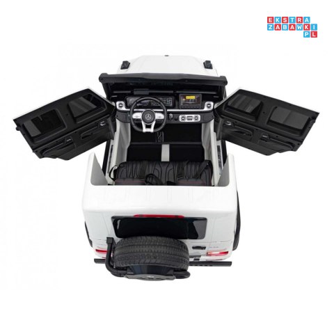 [DK-G63] Mercedes Benz G63 AMG XXL 4x200W 24V/7Ah koła EVA, LED, ekoskóra - biały