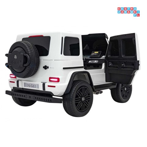 [DK-G63] Mercedes Benz G63 AMG XXL 4x200W 24V/7Ah koła EVA, LED, ekoskóra - biały