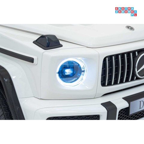 [DK-G63] Mercedes Benz G63 AMG XXL 4x200W 24V/7Ah koła EVA, LED, ekoskóra - biały