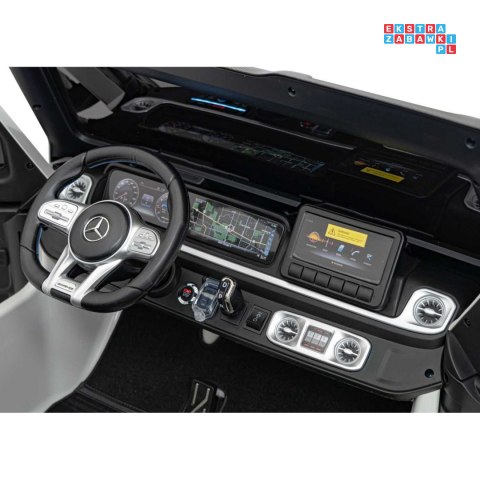 [DK-G63] Mercedes Benz G63 AMG XXL 4x200W 24V/7Ah koła EVA, LED, ekoskóra - biały