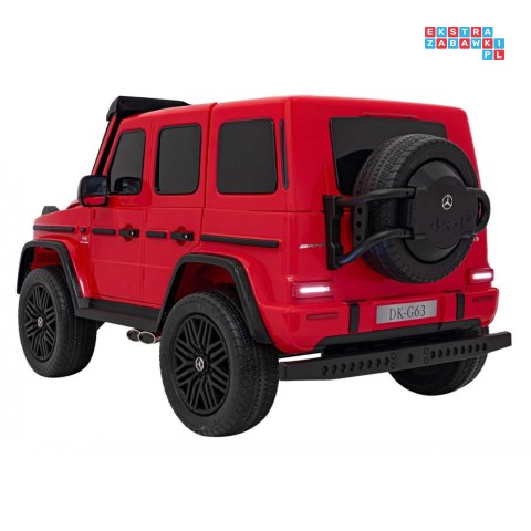 [DK-G63] Mercedes Benz G63 AMG XXL 4x200W 24V/7Ah koła EVA, LED, ekoskóra - czerwony