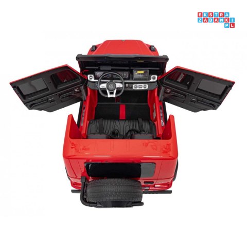 [DK-G63] Mercedes Benz G63 AMG XXL 4x200W 24V/7Ah koła EVA, LED, ekoskóra - czerwony