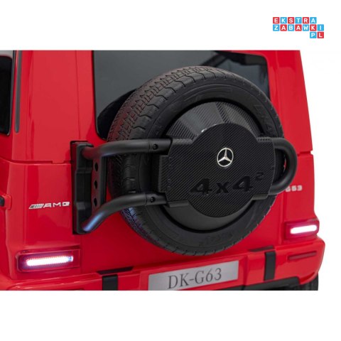 [DK-G63] Mercedes Benz G63 AMG XXL 4x200W 24V/7Ah koła EVA, LED, ekoskóra - czerwony