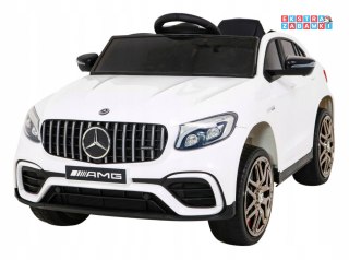 Białe Mercedes Benz GLC63S na akumulator - 4X4, Klakson, Pilot, MP3, LED, EVA