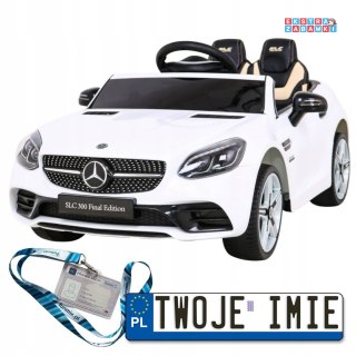 Białe Mercedes Benz SLC300 na akumulator - Dźwięki MP3, Światła, Pilot, Wolny Start